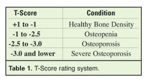 Osteoporosis Bone Density Chart